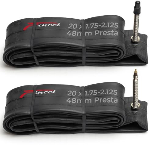 Fincci Fahrradschlauch 20 Zoll - Paar BMX fahrradschlauch 20 x 1.75 x 1.95 x 2.00 x 2.1 mit Presta 48 mm Französisches Ventil - 20 Zoll Schlauch für Kinderfahrräder, BMX Fahrrad, klapprad - 2er Pack