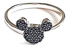 Mouse Maus ring Schwarz Sterling silver 925 winzige Zirkonia Diamanten