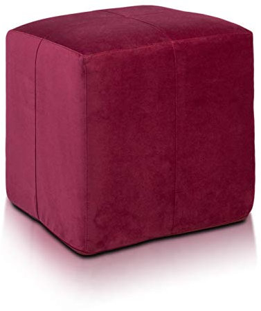 Ecopuf Cube - Sitzhocker Hocker Kunstleder Mikrofaser Sitzbox Quader Würfel Pouf Ottomane Fußbank für's Wohnzimmer Wohneinrichtung 40x40x40 cm Faber Bordeaux A9