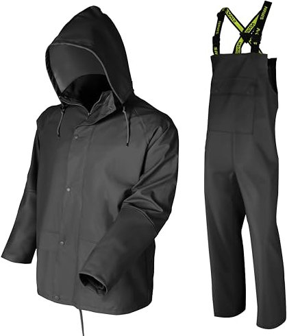 Navis Marine Combinaison de Pluie Homme Imperméable - Veste et Pantalon avec Capuche, pour travail, pêche, chasse et activités extérieures WS-003(Noir, L)