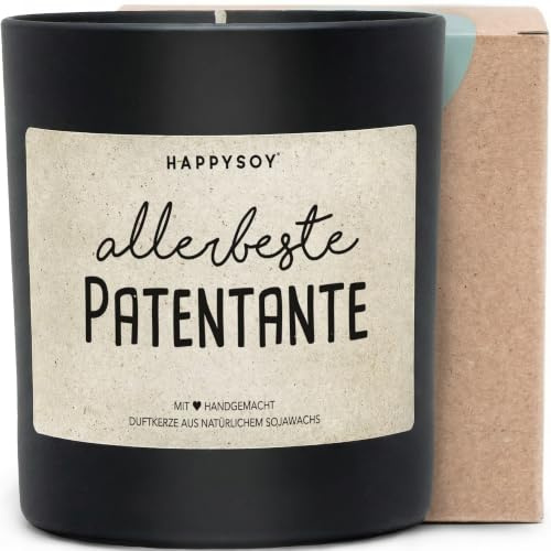 Allerbeste Patentante - Duftkerze mit Spruch als liebevolles Geschenk für Patentante, Dankeschön, blumiger Duft, Kerze im Glas