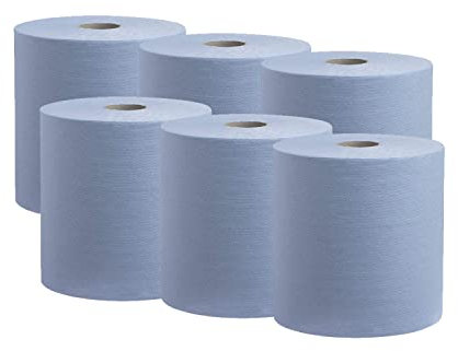 Straame - Centrefeed Paper Tissue Rolls - Embossed Pattern Hand Towel - for Home Office Warehouse Bathroom Garage Kitchen, Wipe Away - Wall Mounted Lockable Rolls - 2-Ply (Blue, Pack of 12)
