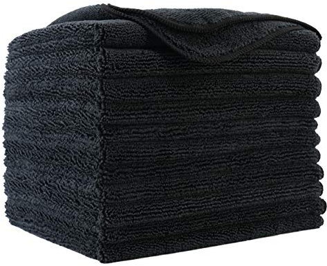 Polyte Premium Microfiber Cleaning Towel, 40 x 40 cm, 12 Pack (Black)