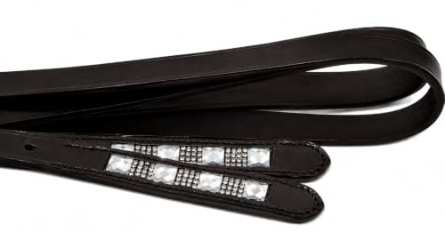 Kinder Steigbügelriemen Leder Glitzer Strass Big Liz Braun Schwarz 100 110 120 cm Riemen Steigbügel Nummeriert Tysons (120 cm, Dunkelbraun)