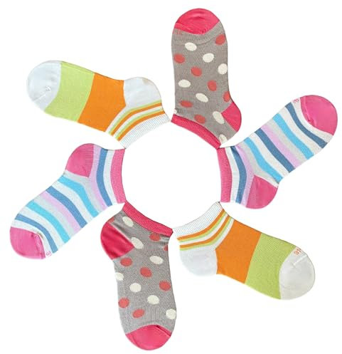CriCri Socks 6 Paia Calze Calzini Bambina Ragazza Fresco Cotone Mercerizzato Alta Qualità Made in Italy - Primavera Estate (31-34)