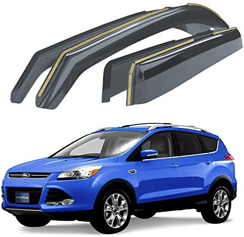Goodyear Windabweiser für/kompatible mit Ford Kuga II 2012-2019 - Integrierte Regenabweiser - Autofenster Regenschutz - Ermöglichen Frischluft - Waschstraßenfest - Einfache Montage 4 Set