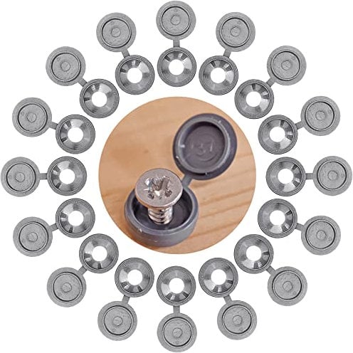 220Pcs Grey Screw Caps Hinged Plastic Screw Cover Caps for M 4 /M6/M 8 Screws