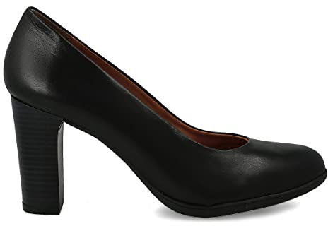 PAYMA - Damen Leder Schuhe Pumps mit Integrierter Gel Einlegesohle. Kleid Schuhe aus Spanien. Absatz 8 cm. Farbe: Schwarz 8cm, Größe: EU 37