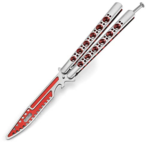 MARCOLO Esercizio Butterfly Trainer Full Acciaio Inox Dull Balisong Trainer Blurred Butterfly Trainer Pettine per CS GO Training Strumento multifunzionale con chiave esagonale Bottle Opener Verde