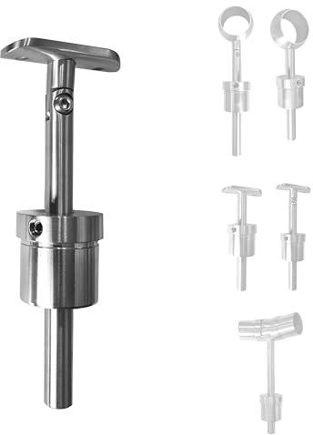 BASIT Edelstahl Handlaufträger Platte + Gelenk höhenverstellbar für 42,4 mm Rohr I Handlaufträger Edelstahl zur Handlauf Befestigung auf Pfosten I Geländerhalterung Treppengeländer HT70