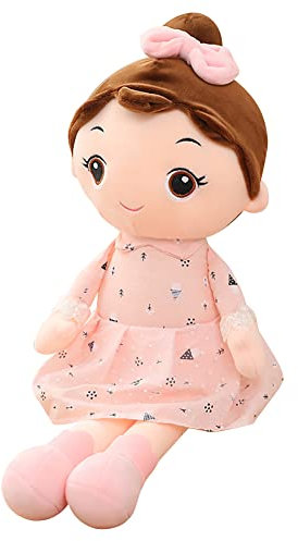 Surakey Weiche Stoffpuppe, 45CM Plüsch Babypuppen Kuschelpuppe Püppchen,Schlafend, Schöne Puppe Stoffpuppe Plüsch Stofftier Spielzeug Cartoon Deko Toy Geschenk für Kinder Baby Mädchen, Rosa