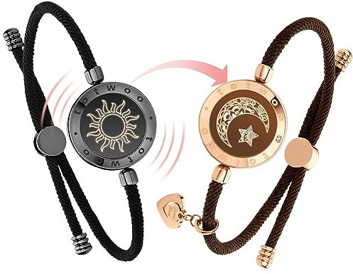 TOTWOO Long Distance Touch Bracelets for Couples, Vibration & Light up for Love Couples Bracelets | Long Distance Relationship Gifts for Girlfriend Bluetooth Pairing Jewelry