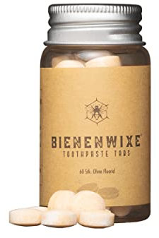 Bienenwixe Zahnputz Tabs 60 Stück I Natürliche Zahnhygiene, Plastikfreie Alternative zu Zahncreme, Ideale Zahnreinigung für Zuhause und zum Reisen, Hochwertige Qualität (Mango)