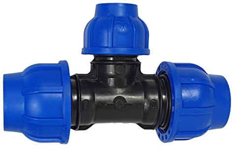 Raccord en T PP-Fitting réduit 32 x 25 x 32 mm - Tube PE - Raccord de serrage PN16, DVGW