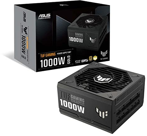 ASUS TUF Gaming 1000 W Gold (1000 W, alimentation entièrement modulaire compatible ATX 3.0, certifié 80+ Gold, composants de qualité militaire, double roulement à billes, ventilateur axial, revêtement