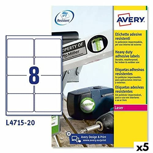 Druckeretiketten Avery L4515 weiß 20 Blatt 99,1 x 67,7 mm (5 Stück)