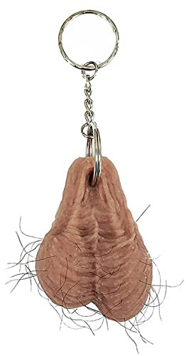Newwyt Hombres Pene Colgante Testículo Llavero Llavero Colgante Diversión Simulación Genitales Colgante Mini Hombres Coche Llavero Accesorios Plata AleaciónResina