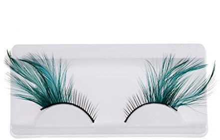 Tiuimk Faux cils en plumes pour maquillage de scène spectaculaire Halloween – Queue verte