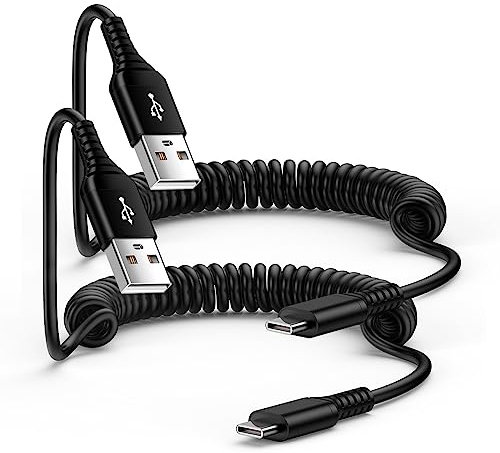 Android Auto USB C Cable for Car Samsung Charger Cord Type C Fast Charging Coiled Cell Phone Power Cord 3FT 2Pack for Samsung Galaxy S26 A57 A37 A17 A56 A36 A16 A14 5G A54 S25 S24 S23 S22 S21 S20 A53