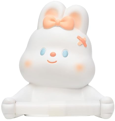 Niedlicher Kaninchen-Toilettenpapierhalter für Kinder, Kunstharz, Tier, Wandmontage, Papierrollenhalter, Spender für Badezimmer-Wanddekoration, stanzfrei, ohne Bohren