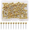 Tadipri 200 Stück Karten-Reißzwecken, 4 mm x 15 mm Markierungsnadeln, Rundkopfnadeln, für Korktafel, Reißzwecken, Korknägel, Stecknadeln (Gold)