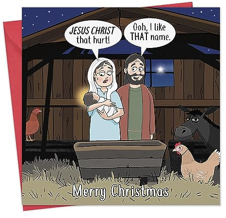 Twizler Lustige Weihnachtskarte Jesus Christus – Frohe Weihnachten – Humor Xmas – Herren Weihnachten für Ihn männlichen Ehemann Sohn Papa – Damen Weihnachten für sie weibliche Frau Tochter Mama –