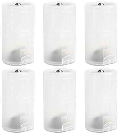 AEDIKO 6pcs 2 AA to D Battery Adapter Converter Case Holder Storage Plastic Box Spring Clip