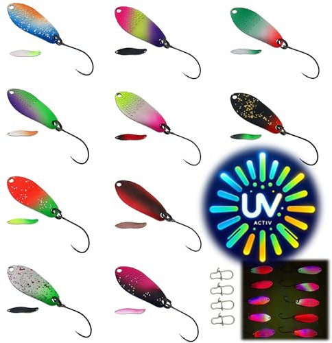 Messeneuheit 2023 - Set di spoon per trote, ultra leggero (selezionabile 2,5 g/1,7 g), accessori per la pesca alla trota e alla trota (1,7 g, 2,7 cm UL (10 x ))