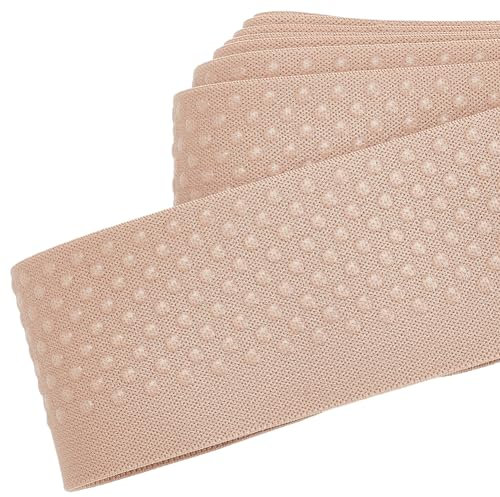BENECREAT 6m Rutschfestes Elastisches Silikon-Gripperband, 51 mm Breites Polyester-Eastic-Klebeband Mit Silikonrücken Für Nähprojekte An Kleidungsstücken, Hellbraun, 2 mm Dick