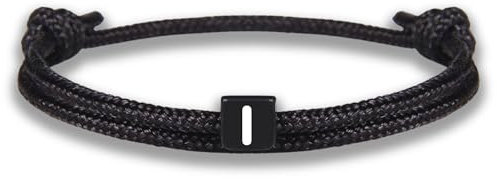 GD GOOD.designs Pulsera de cuerda con letras | Pulsera de la amistad negra ajustable con tamaño 14cm - 24cm | Inicial I