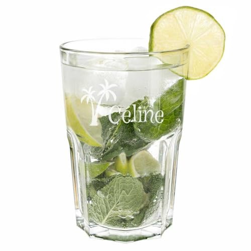 Ocadeau Personalisiertes Mojito-Glas mit Gravur – Cocktailglas aus transparentem Glas – Originelle Sommergeschenkidee für Männer oder Frauen, Geburtstag oder Mutter-/Vatertag