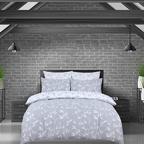 DTEX HOMES King Size Duvet Cover Sets 100% Pure Cotton Reversible Printed Hotel Quality Duvet Cover Ultra Soft Easy Care bedding sets king size Super Soft and Luxury Duvet Cover Sets (Branches Grey)