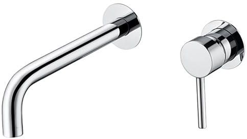 VALAZ Grifo Lavabo Cromado Empotrado | Grifo Lavabo Monomando, Mezclador Agua Fría y Caliente, Ahorro de Agua | Instalación Fácil y Rápida | Latón, Inoxidable, Caño 21 cm, Redondo, Serie Deva