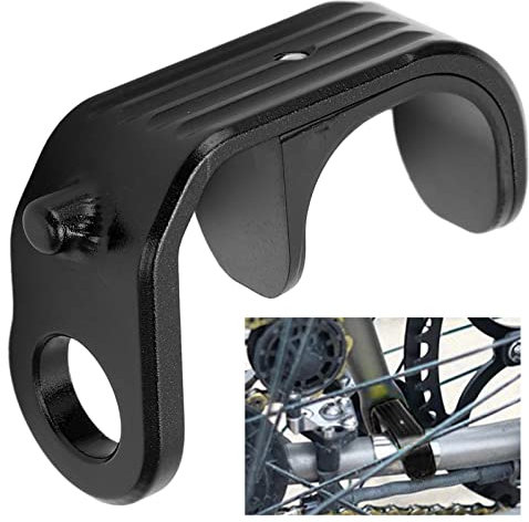 Aluminum Alloy Lightweight Bicycle E Shaped Buckle, Easy Rotate Front Fork Hook for Folding Bike (Black)