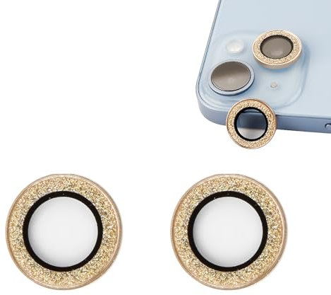 Rumyve 2Pcs Camera Lens Protectors,Tempered Glass Camera Lens Ring Cover,HD Clear Phone Camera Accessories for iPhone 14/14 plus(Gold)