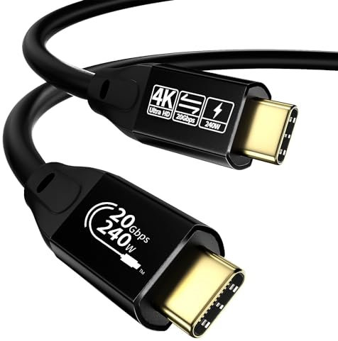 YIWENTEC USB C Cable to USB C 3.2 male male Gen2 × 2 Type C Charging Cable, 20 Gbps Data Transfer, 240 W 48 V/5 A Fast Charging Cable, 4K @ 60Hz Video Transfer (2M)
