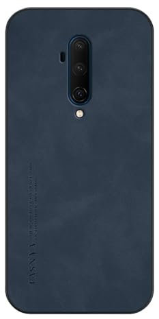 yanzi Kompatibel mit OnePlus 7T Pro Smartphone Hülle(Blau) Handyhülle Ultra Thin Weiche TPU Silikon Bumper PU Leder Schutzhülle Stoßfeste Protection Case+3D Panzerfolie-2019