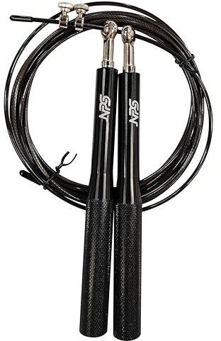 NPS® Corde à sauter à grande vitesse, pour entraînements combinés de crossfit, boxe conçue pour optimiser vos entraînements, ajustez la longueur de la corde et ajustez-la à vos préférences (noir)
