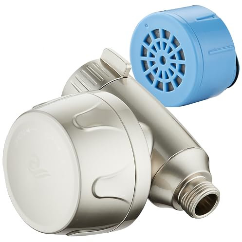 AquaCare Skin & Hair - The World's Most Advanced Shower Filter for Fixed or Handheld Shower Heads with ON/OFF Filter Modes, Instant Cartridge Reload & Stay-Clean Enriched KDF Cartridge/Satin Nickel