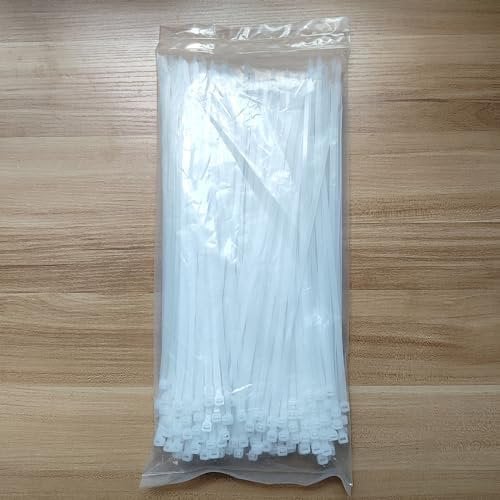 YAMXIN Cable Ties White 300mm x 4.8mm Pack of 250 Self Locking Cable Ties for Cable Management, Gardening and Electrical Installation