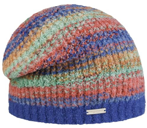 Seeberger Multicolor Bouclé Beanie Mütze Damen Blau One Size, Blau, 6 7/8-7 1/2
