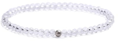 KIM JOHANSON® Damen Perlenarmband mit echten Natursteinen und 925 Silber Perle I Naturstein Armband mit 4mm Edelstein Perlen I Elastisches Kugelarmband I Handgemacht I Wasserfest I Inkl. Schmuckbeutel