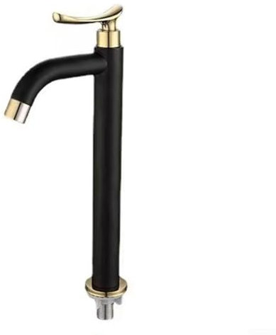 Getdoublerich Waschbeckenarmatur, Schwarz und Gold, Einzelner Kaltwasser-Waschtischarmatur, Einhandgriff, einfache mit angenehmer Wassertemperatur, kompatibel mit den meisten Waschbecken (hoch)