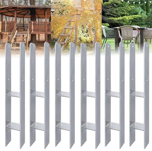 ACXIN 6 Stück H-Pfostenträger H-Anker Pfostenanker Set in Rostfreier Stahl mit Beschichtung, für feste Installationen im Freien, 81x600mm, 5mm Materialstärke