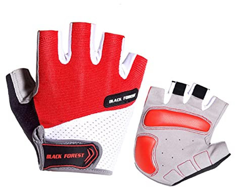 ANDRESLAD 1 Paar Unisex Fahrradhandschuhe Handschuhe Für änner Trainingshandschuhe Für Herren Fingerlose Motorradhandschuhe Halbe Finger Kurze Handschuhe Fitnesshandschuhe Für Herren Rot