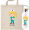 Pack Botella termica + Bolsa personalizada con ilustracion de enfermera, regalo para enfermera ideal, elige el color de pelo y el nombre. (Botella enfermera Rubia Personalizada)