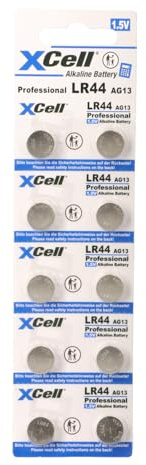 XCell Alkaline Knopfzelle LR44 (10 Stück, für Spielzeug/medizinische Geräte/Taschenrechner UVM.) 149309