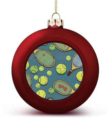 YHEGBFD Weihnachtskugeln, Schläger und Tennisbälle, bedruckt, Weihnachtsball, Weihnachtsbaumschmuck-Set für Urlaub, Party, Dekoration, 2 Stück