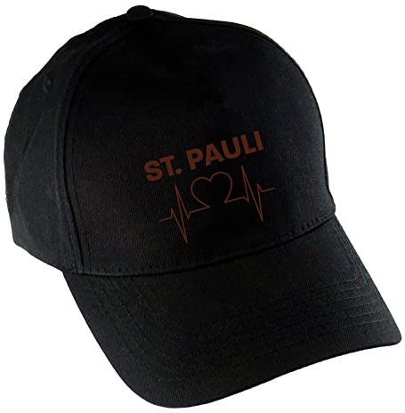 multifanshop Baseballcap - St. Pauli - Herzschlag - Druck braun - Mütze Größe one Size schwarz
