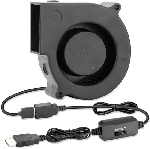 AmRunJe 75mm x 30mm USB Blower Fan 5V Turbine Centrifugal Blower Fan for Cooling DIY Computer Case PC 3D Printer Electronics Cabinet Helmet Laptop Game Consoles